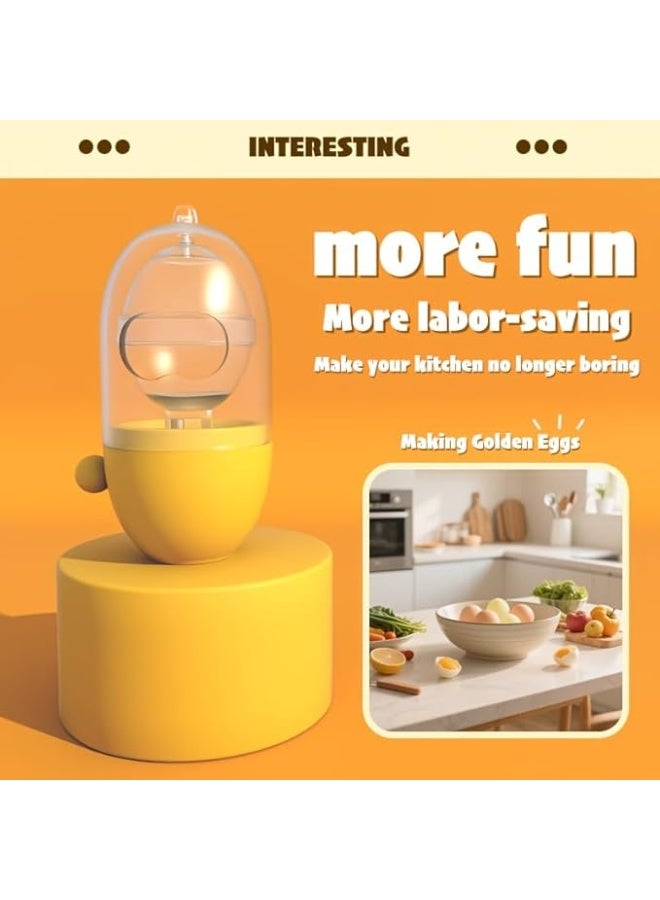 ماى سوقصانع البيض الذهبي اليدوي - خلاط وخفاقة يدوية لخلط صفار البيض داخل القشرة بدون كهرباء - أصفر وأبيض - Image 2